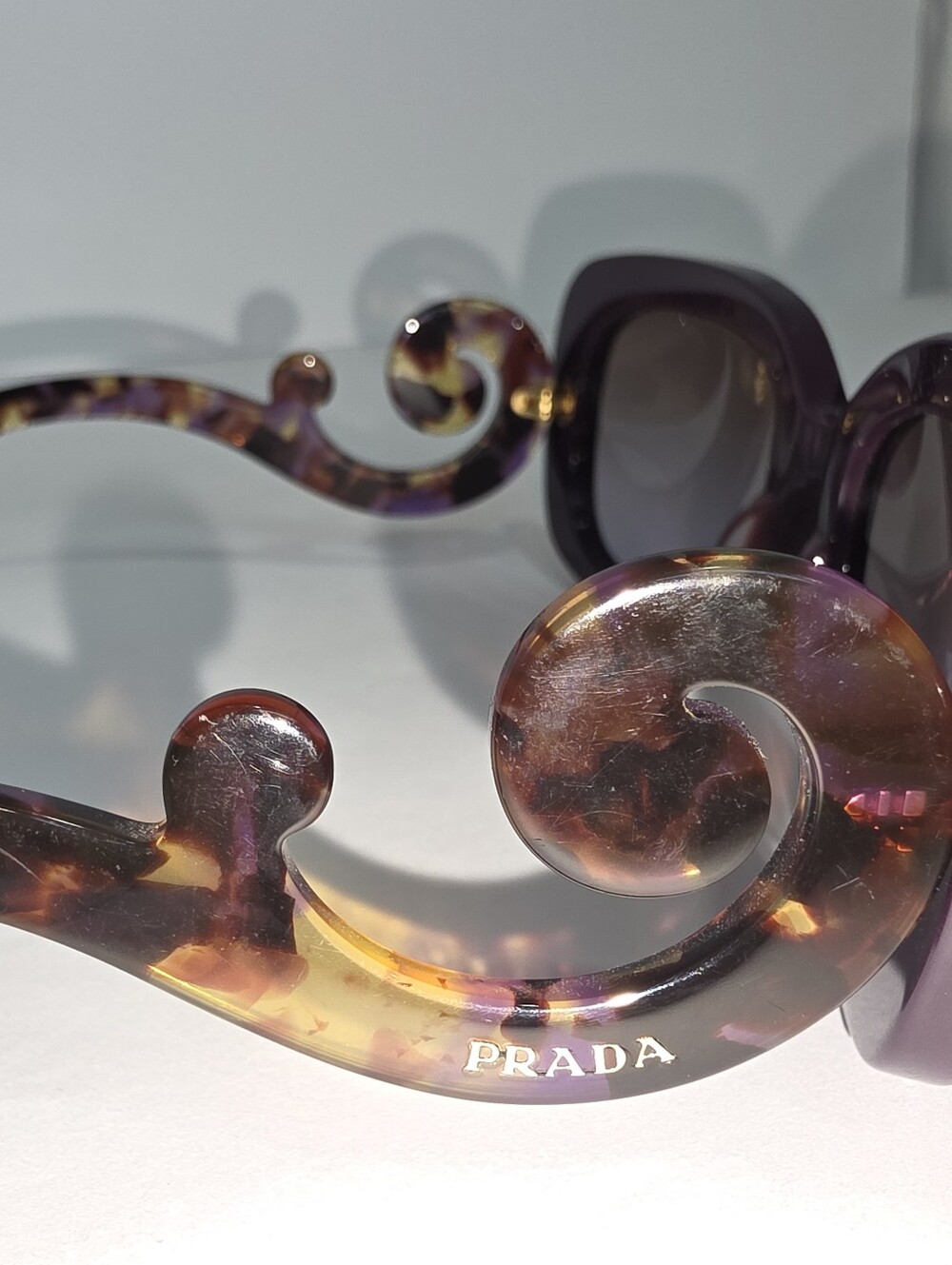 Prada Sunglasses Baroque Swirl Round Purple Marble